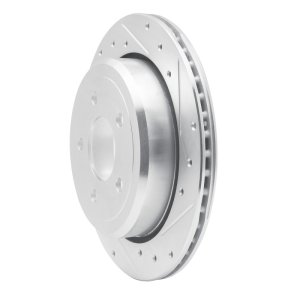 Ford Crown Victoria Brake Rotor (1) - Rear Right - R1 Concepts - Drilled & Slotted - Silver - `03-`11